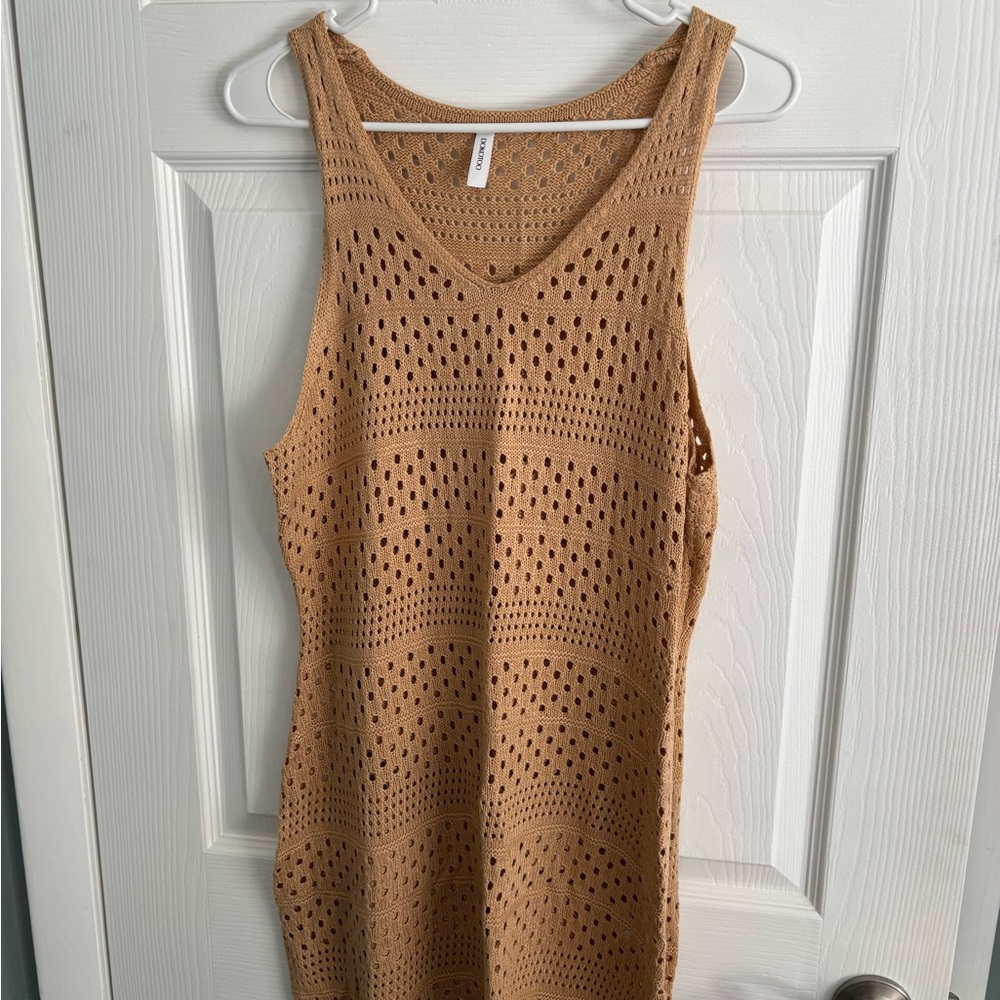 Tan Crochet Bathing Suit Coverup